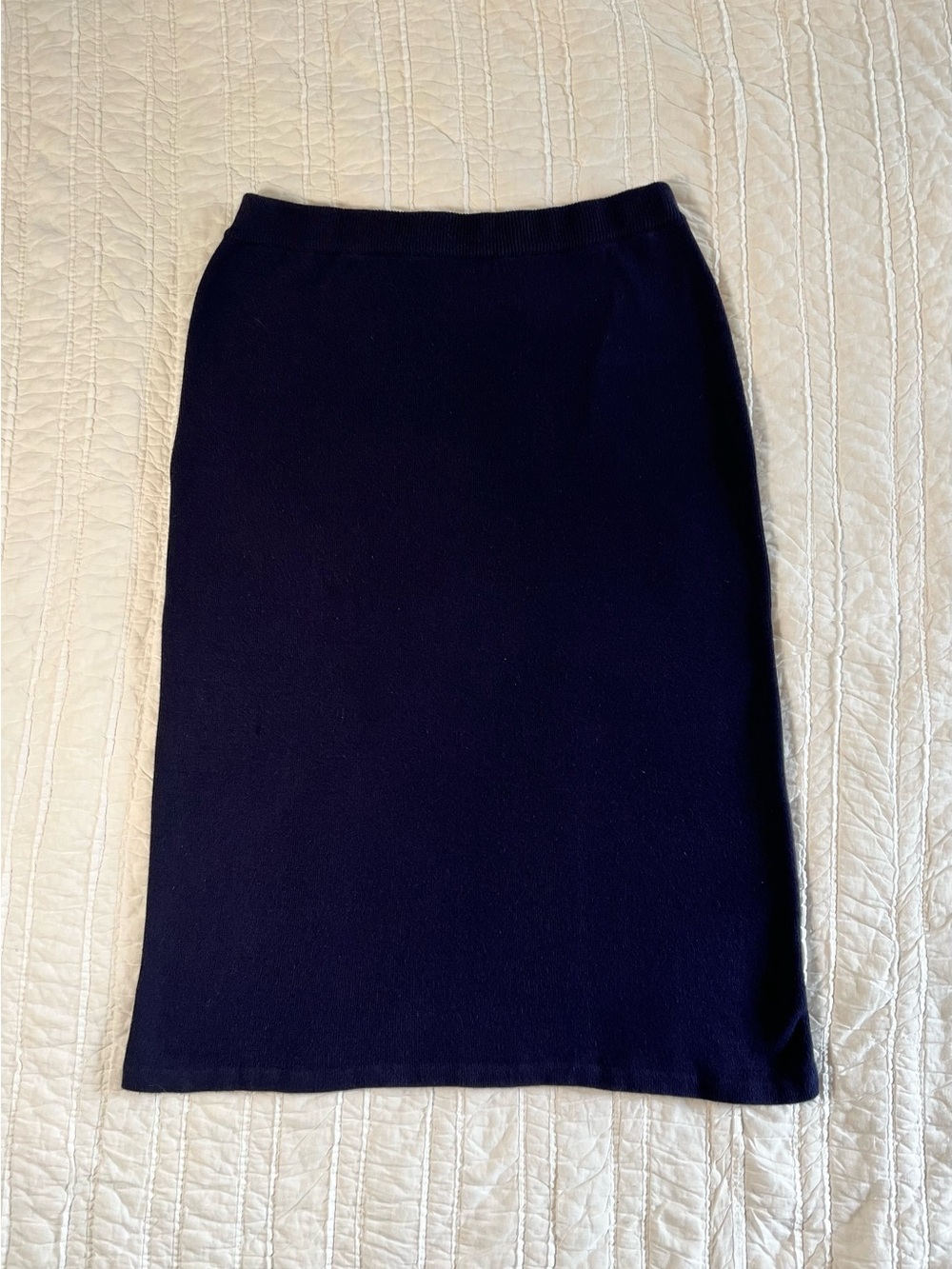 Vintage Design Assets Navy Blue Knit Pencil Skirt - 100% Cotton - Size S